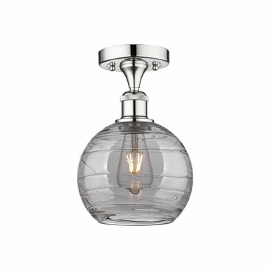Athens Deco Swirl 1 Light 7.5 Inch Wide Semi Flush Mount by Innovations - 616-1F-PC-G1213-8SM