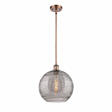 Athens Deco Swirl 1 Light Stem Hung Mini Pendant 12.88 X 12 by Innovations - 516-1S-AC-G1213-12SM