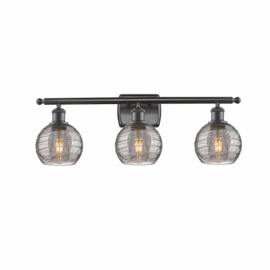 Athens Deco Swirl 3 Light Bath Vanity 9.13 X 25.88 Inch Wide by Innovations - 516-3W-OB-G1213-6SM