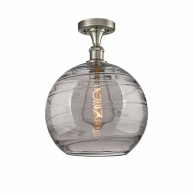 Athens Deco Swirl 1 Light Industrial Semi Flush Mount by Innovations - 516-1C-SN-G1213-12SM