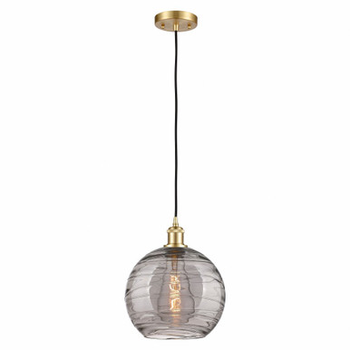 Athens Deco Swirl 1 Light Small Pendant 13 Inch Tall by Innovations - 516-1P-SG-G1213-10SM