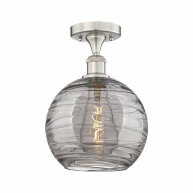 Athens Deco Swirl 1Light Semi Flush Mount 13.63 InchX10 Inch by Innovations - 616-1F-SN-G1213-10SM