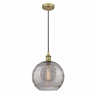Athens Deco Swirl 1 Light Cord Down Mini Pendant 13.38 X 12 by Innovations - 616-1P-BB-G1213-12SM