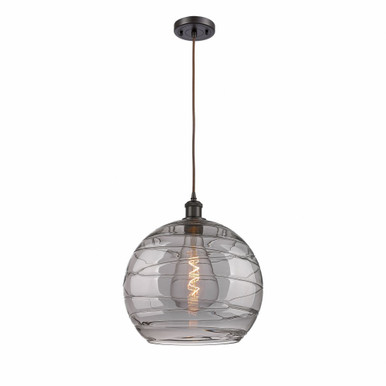 Athens Deco Swirl 1 Light Cord Hung Mini Pendant 15.13X13.75 by Innovations - 516-1P-OB-G1213-14SM