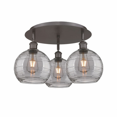 Athens Deco Swirl 3 Light 19.75 Inch Wide Flush Mount by Innovations - 516-3C-OB-G1213-8SM