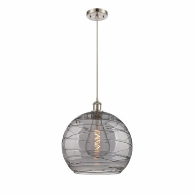 Athens Deco Swirl 1 Light Cord Hung Mini Pendant 15.13X13.75 by Innovations - 516-1P-SN-G1213-14SM