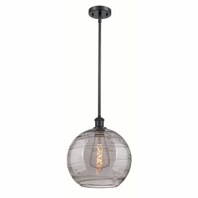 Athens Deco Swirl 1 Light Stem Hung Mini Pendant 12.88 X 12 by Innovations - 516-1S-BK-G1213-12SM
