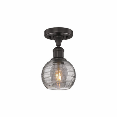 Athens Deco Swirl 1 Light 5.88 Inch Wide Semi Flush Mount by Innovations - 616-1F-OB-G1213-6SM