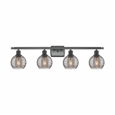 Athens Deco Swirl 4 Light Bath Vanity 9.13 X 35.88 Inch Wide by Innovations - 516-4W-BK-G1213-6SM