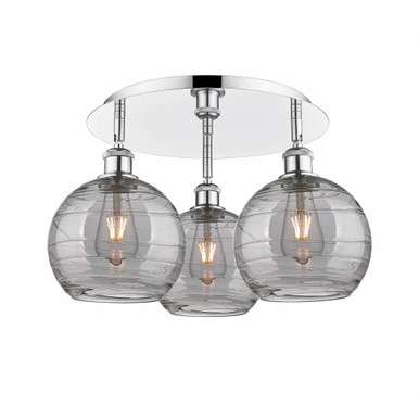 Athens Deco Swirl 3 Light 19.75 Inch Wide Flush Mount by Innovations - 516-3C-PC-G1213-8SM