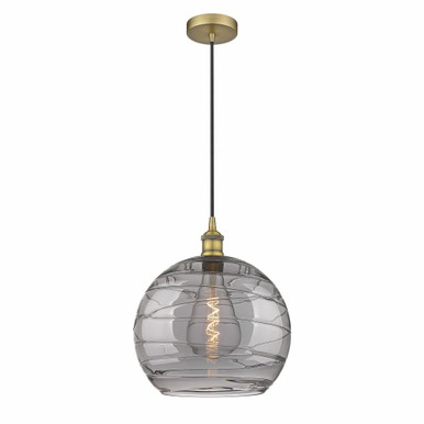 Athens Deco Swirl 1 Light Cord Down Mini Pendant 15.13X13.75 by Innovations - 616-1P-BB-G1213-14SM