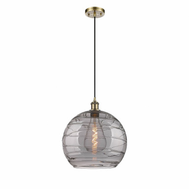 Athens Deco Swirl 1 Light Cord Hung Mini Pendant 15.13X13.75 by Innovations - 516-1P-AB-G1213-14SM