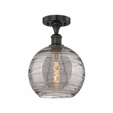 Athens Deco Swirl 1Light Semi Flush Mount 13.63 InchX10 Inch by Innovations - 616-1F-BK-G1213-10SM