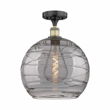 Athens Deco Swirl 1 Light Semi Flush Mount 17.13 X 13.75 by Innovations - 616-1F-BAB-G1213-14SM