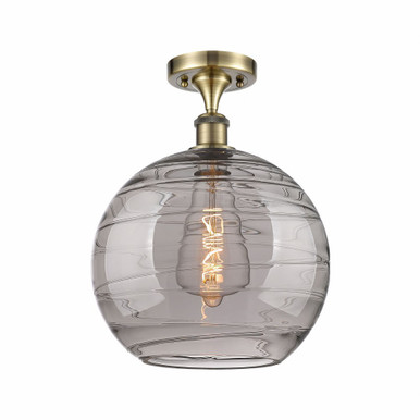 Athens Deco Swirl 1 Light Industrial Semi Flush Mount by Innovations - 516-1C-AB-G1213-12SM