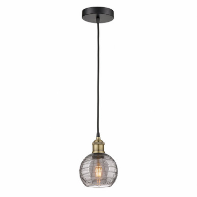 Athens Deco Swirl 1 Light Cord Down Mini Pendant 8.13 X 5.88 by Innovations - 616-1P-BAB-G1213-6SM