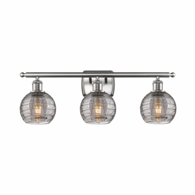 Athens Deco Swirl 3 Light Bath Vanity 9.13 X 25.88 Inch Wide by Innovations - 516-3W-SN-G1213-6SM
