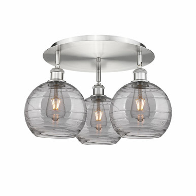 Athens Deco Swirl 3 Light 19.75 Inch Wide Flush Mount by Innovations - 516-3C-SN-G1213-8SM