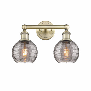 Athens Deco Swirl 2 Light Bath Vanity 10.38 InchX14.88 Inch by Innovations - 616-2W-AB-G1213-6SM