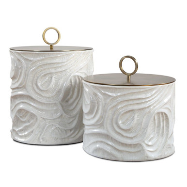 Ivory Tide Canister (Set of 2) 11 Inch Tall and 8 Inch Wide by Uttermost - 18395
