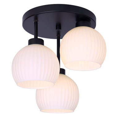 Nella 3 Light Semi Flush Mount 11.75 Inch Tall X 13 Inch Wide by Canarm Inc - ISF2257B03BK