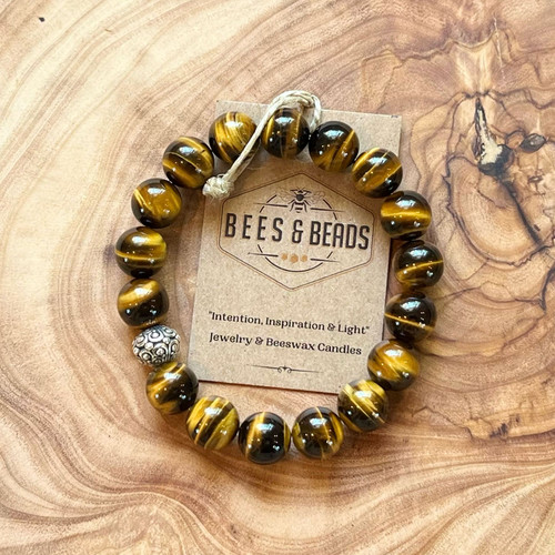 Bees & Beads • Tiger's Eye 10mm Beaded Bracelet