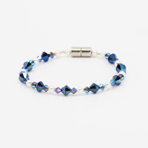Dee-Vine Designs • Blue Swarovski Crystal Bracelet With Pearls