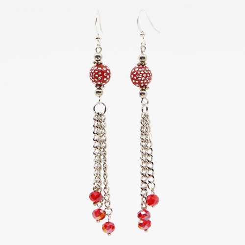 Dee-Vine Designs • Red Swarovski Crystal & Bead Earrings