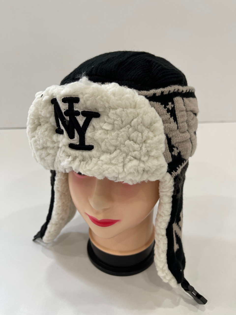 SALE! New York Ear-Flap Faux Fur Knit Hats Assorted Dozen # H1123