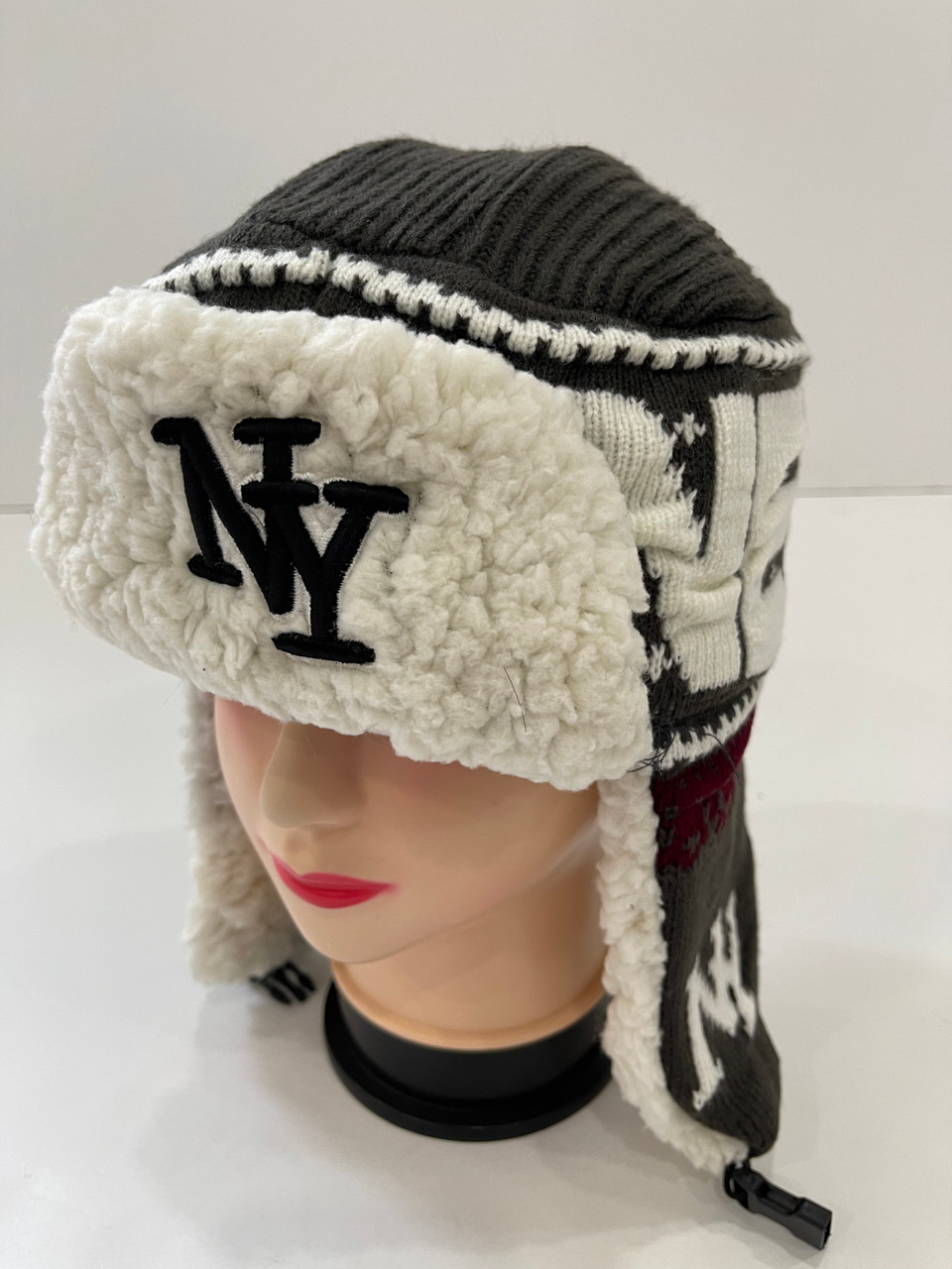 SALE! New York Ear-Flap Faux Fur Knit Hats Assorted Dozen # H1123