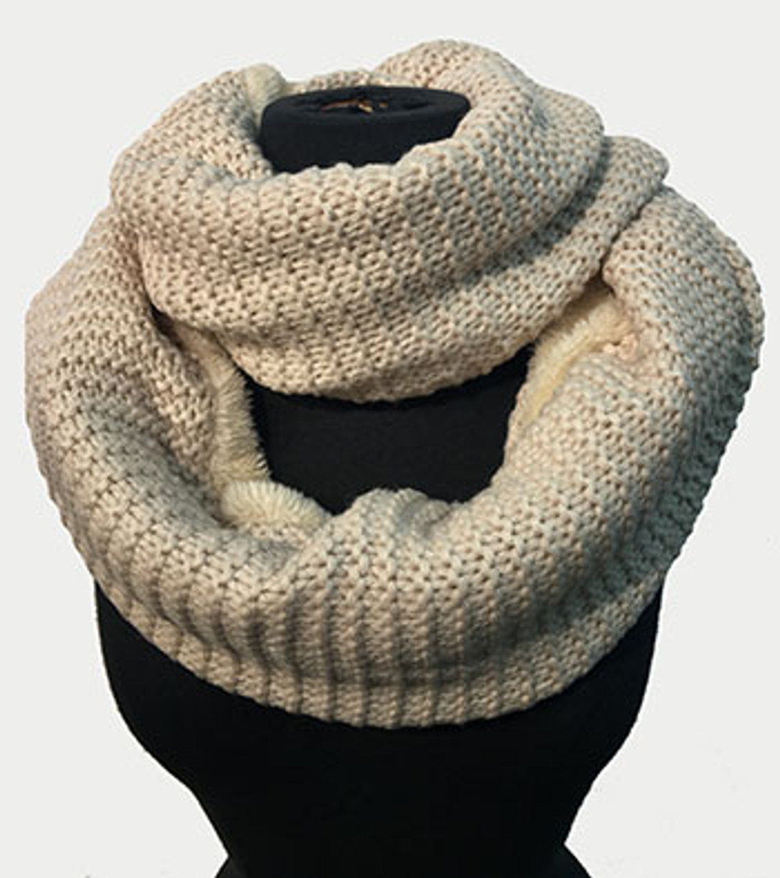 Unisex Soft Knit With Faux Fur Lining Infinity Scarf # S1227