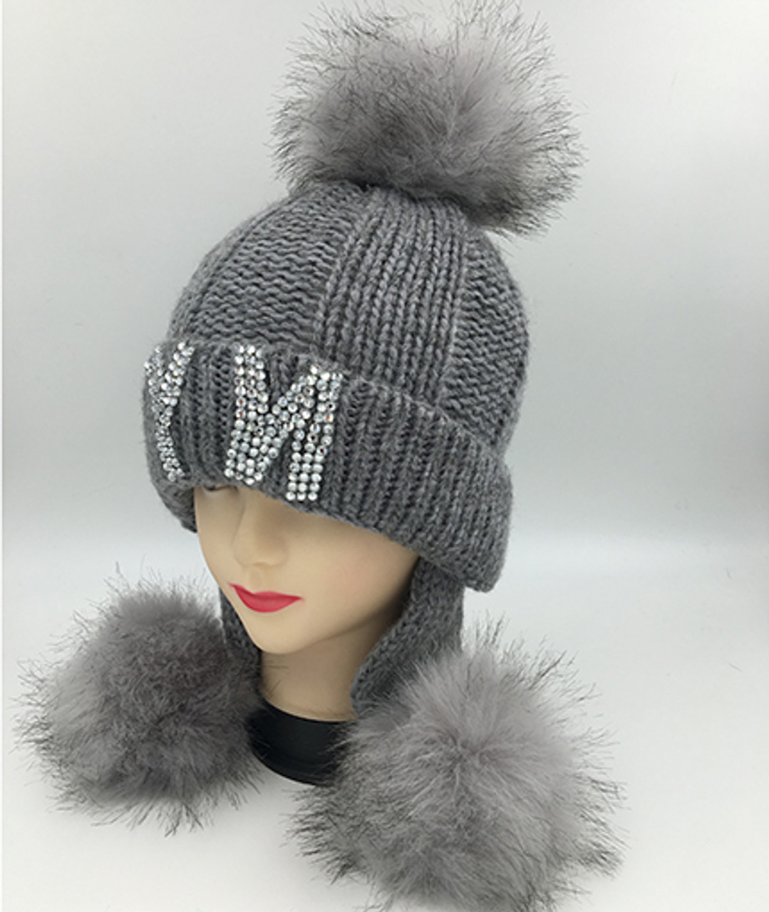 New! NY RhineStone Knit Hats with Fur Ball Assorted Dozen #H1214 - High  Fashion Trading