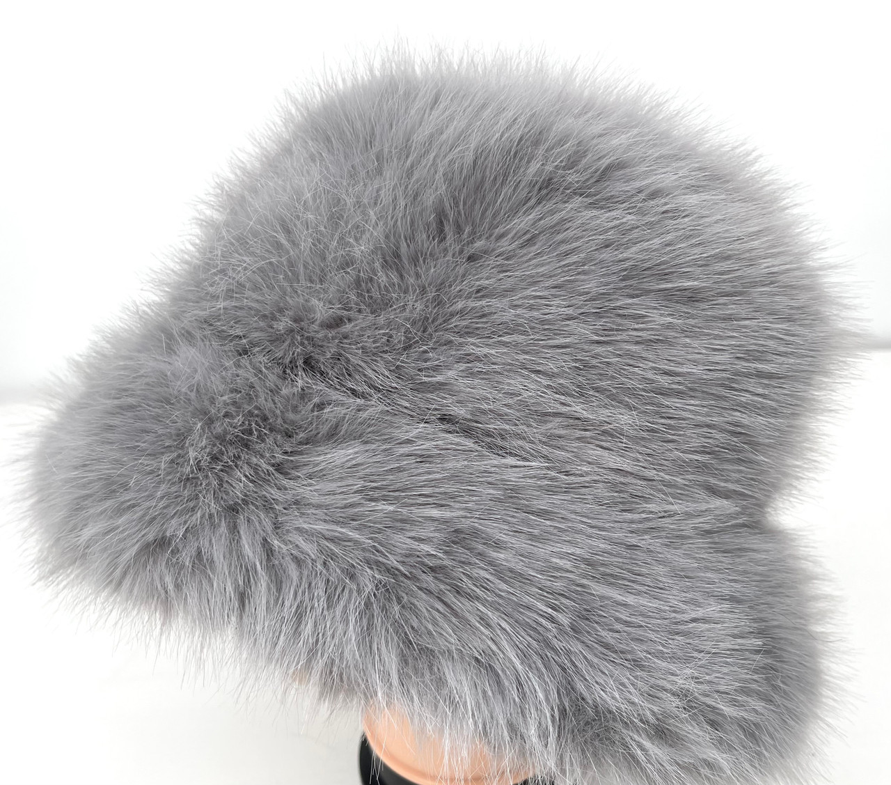 Gray Faux Fur Winter Bucket Hat Unisex One Size Fits Most Kaitlyn Grey Rex Rabbit Fur Bucket Hat at FurHatWorld main image 4