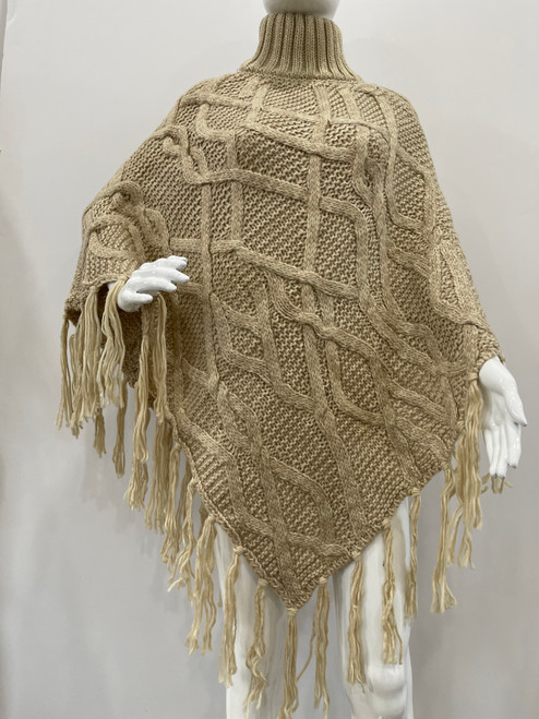 Fashion Cable-Knit Poncho # P181