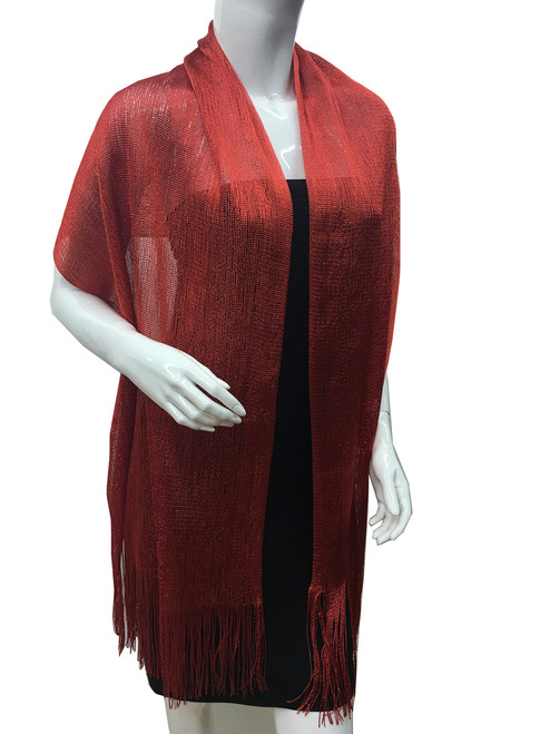 Women's glitter metallic shawl scarf  Red # 736-10