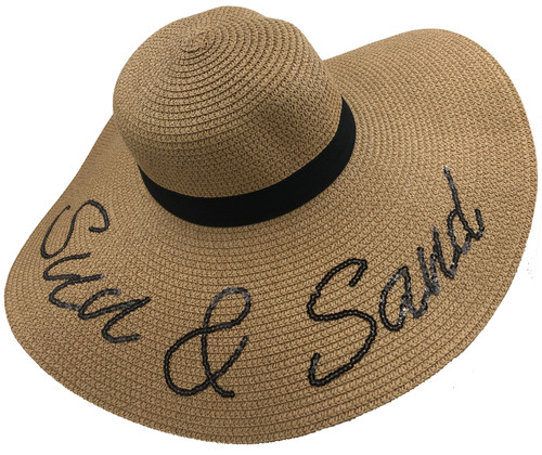                                                        Summer Straw Floppy Sun & Sand Hat Khaki #8034-5