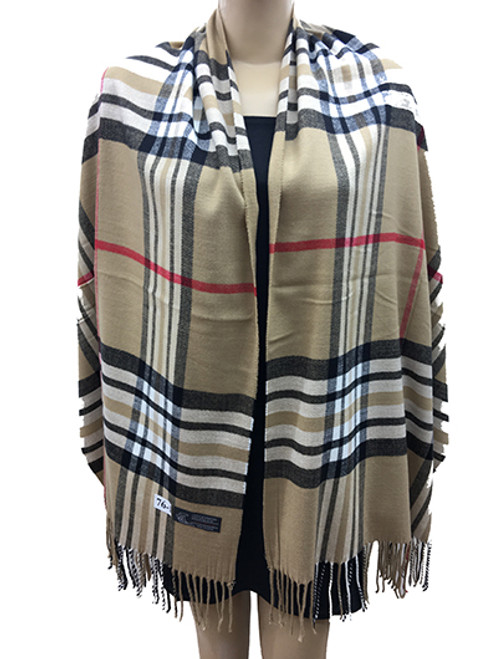 Cashmere Feel shawl  Scarves  Khaki # 961-1