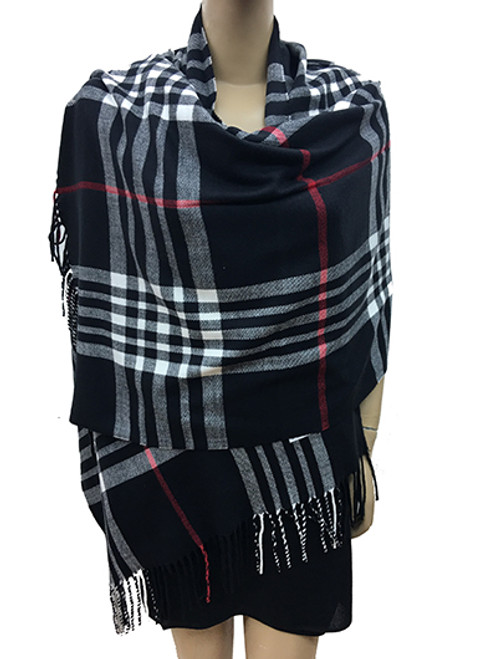 Cashmere Feel shawl  Scarves  Black # 961-2