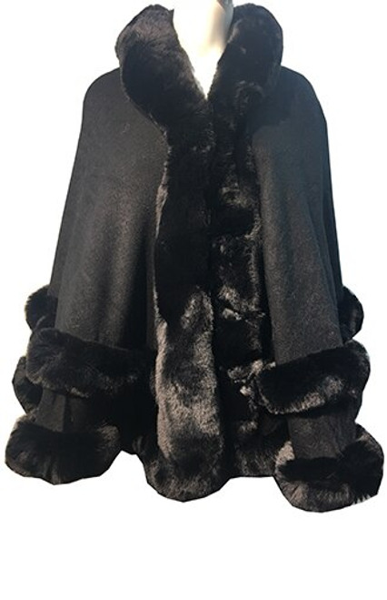 Elegant Women's - Faux Fur Poncho Cape # P293-1