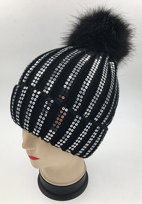                                                    New! Fashion Sequin Beanie Black #H1276-9