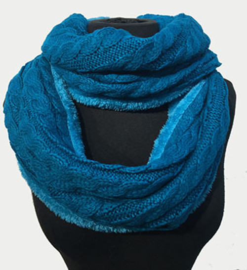 Unisex Soft Knit With Faux Fur Lining Infinity Scarf # S1227 