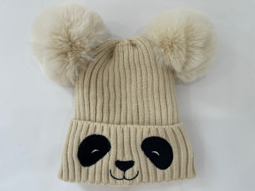 Kid's Cute Animal Knit Beanie Hats with Faux Fur Pom Pom Ears # K012
