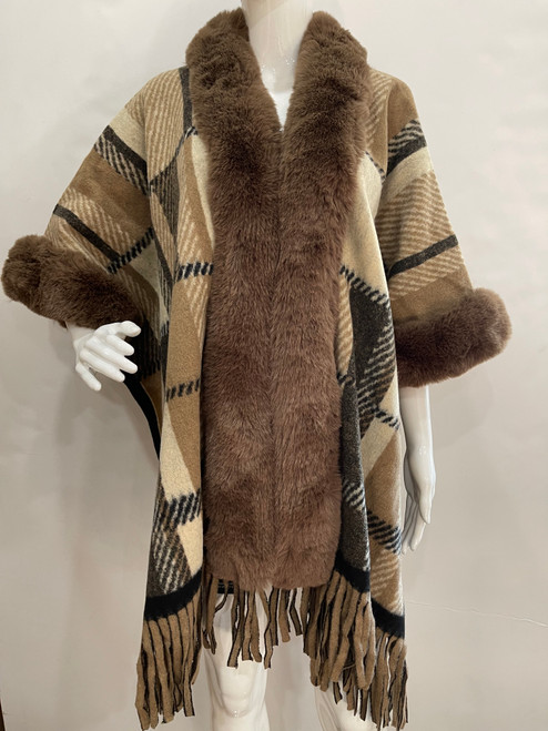 NEW! Elegant Women's - Faux Fur Poncho Cape # P288