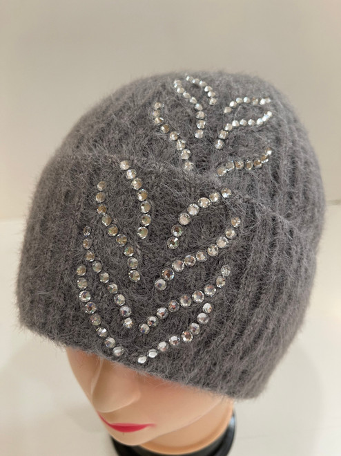NEW! Knit Cable Beanie with Rhinestones # H1355