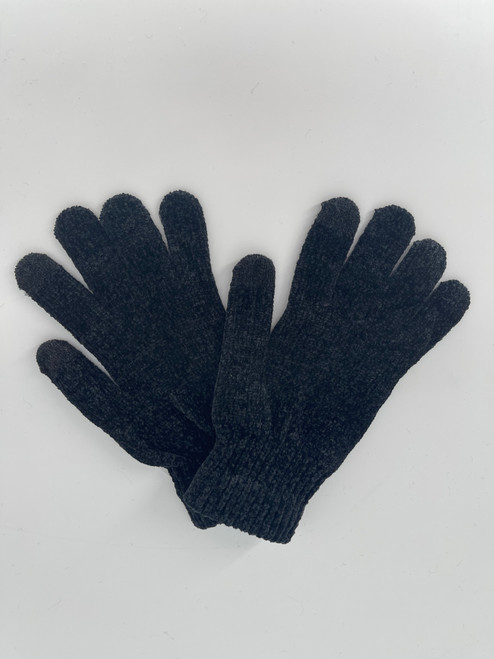  NEW ! Fashion Touch Chenille  Magic Warm Gloves for Men Black Dozen # G2069