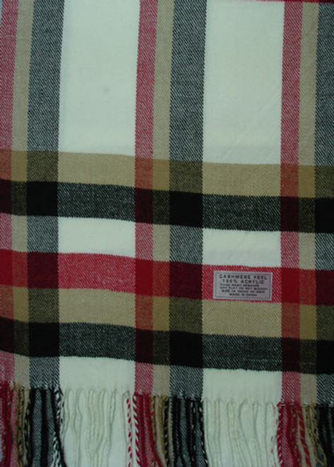 Cashmere Feel Scarves Plaid Beige K 70-2