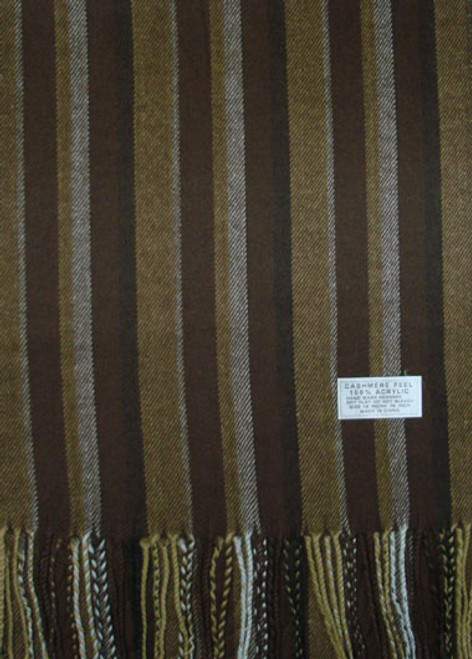 Cashmere Feel Scarves Striped Brown K 73-7
