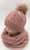 Knit Cable Beanie with Detachable Faux Fur Pom and Infinity Scarf Sets # HS1226