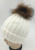 Knit Cable Beanie with Fox Fur Pom # H1179F