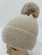 NEW! Knit Cable Beanie with Faux Fur Pom # H1323